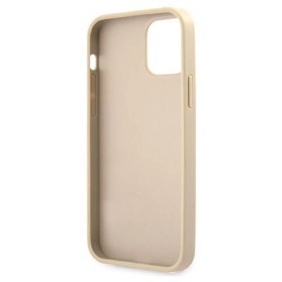 7. Etui Guess Saffiano Vintage Script na iPhone 12 Pro Max - złote