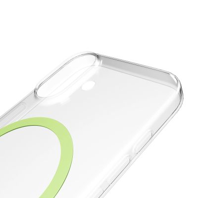 6. Etui Puro Lite Mag TPU+PC kompatybilne z MagSafe na iPhone 17 - przezroczyste z zielonym pierścieniem