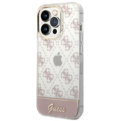2. Etui Guess 4G Pattern Script na iPhone 14 Pro - różowe