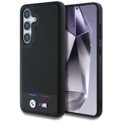 Etui BMW Leather Tricolor Stripe MagSafe na Samsung Galaxy S25+  - czarne