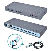 i-tec CADUAL4KDOCK stacja dokująca Przewodowa USB 3.2 Gen 1 (3.1 Gen 1) Type-C Czarny, Turkusowy
