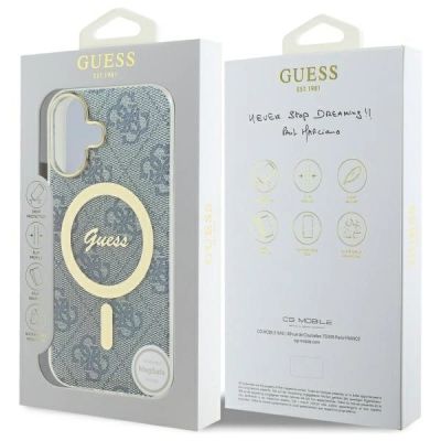 8. Etui Guess IML 4G MagSafe na iPhone 16 - niebieskie