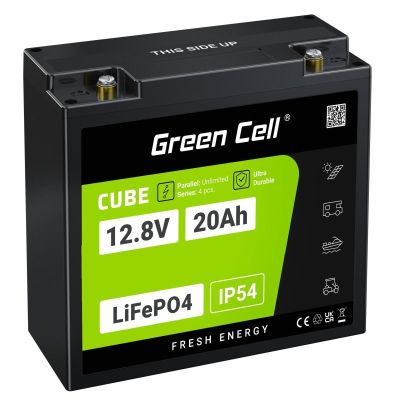 2. GREEN CELL AKUMULATOR LIFEPO4 CUBE 20AH 12V/12.8V 256WH LFPGC12V20AH