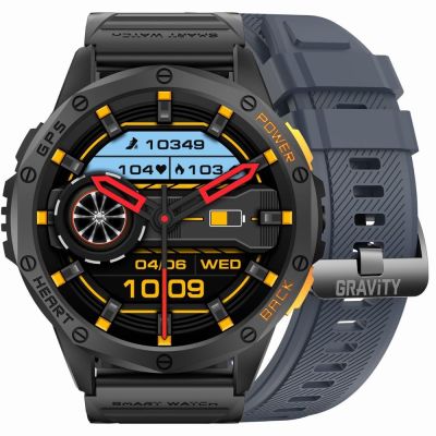 Smartwatch Męski GRAVITY GPS GT24-1 Czarny Pasek Silikonowy + Granatowy Pasek Silikonowy