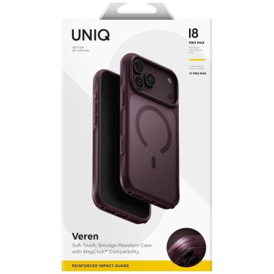 7. Etui UNIQ Veren Magclick Charging na iPhone 18 Pro Max / 17 Pro Max - burgundowe