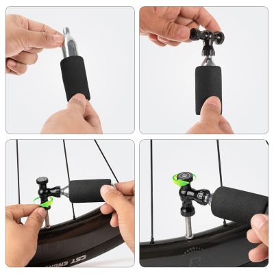 11. Pompka CO₂ Rockbros głowica zawór ze stopu aluminium bez naboju kompatybilna z Presta/Schrader - czarna