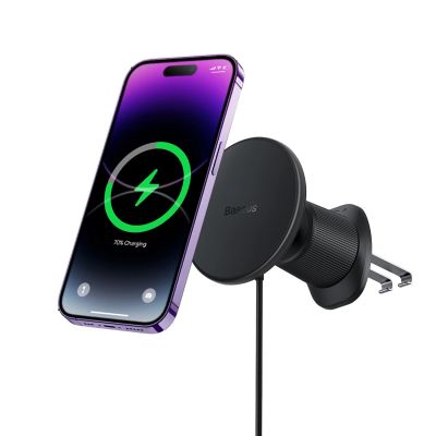 2. Uchwyt Baseus CW01 samochodowy na iPhone z ładowarką indukcyjną 15W na kratkę nawiewu - czarny