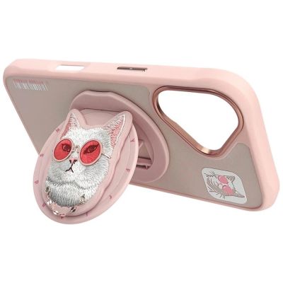 14. Etui Nimmy Glasses Cool Cat MagSafe na iPhone 16 - różowe