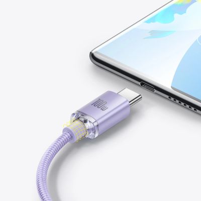 9. Baseus Crystal Shine Series kabel przewód USB do szybkiego ładowania i transferu danych USB Typ A - USB Typ C 100W 2m fioletowy (CAJY000505)