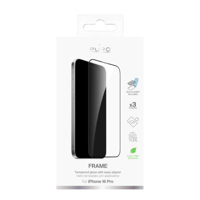 7. Szkło hartowane Puro Frame Tempered Glass z ramką do iPhone 16 Pro