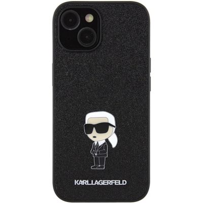 3. Etui Karl Lagerfeld Fixed Glitter Ikonik Logo Metal Pin do iPhone 15 - czarne