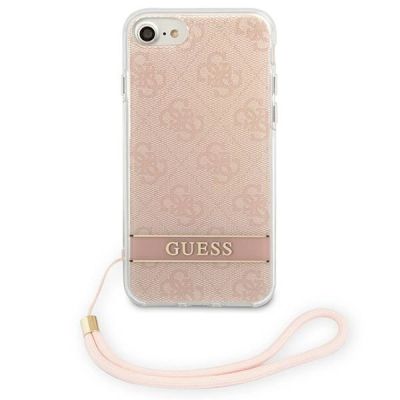 3. Etui Guess 4G Print Strap na iPhone SE 2022 / SE 2020 / 7 / 8 - różowe