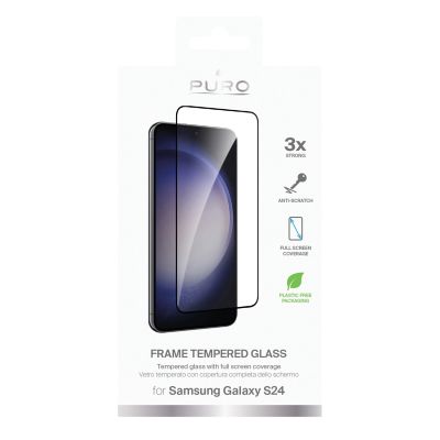 2. Szkło hartowane Puro Frame Tempered Glass z czarną ramką do Samsung Galaxy S25 / S24