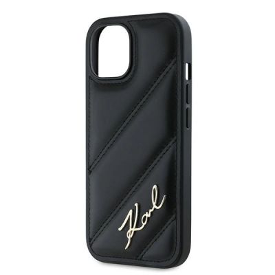 6. Etui Karl Lagerfeld Diagonal Quilted Script na iPhone 15 / 14 / 13 - czarne