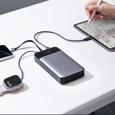 5. Powerbank Cuktech LPB252N 120 W 25000 mAh z wbudowanym kablem USB-C - szary