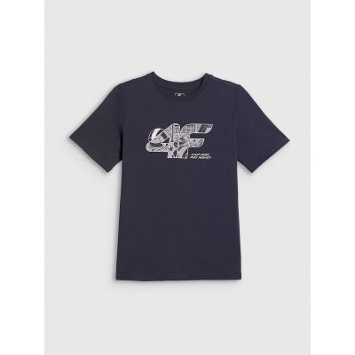 5. T-shirt regular z nadrukiem chłopięcy 4F 4FJRAW26TTSHM4349-22S