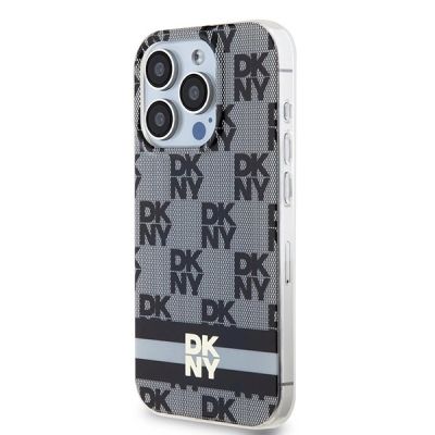 2. Etui DKNY IML Checkered Mono Pattern & Printed Stripes MagSafe na iPhone 15 Pro Max - czarne