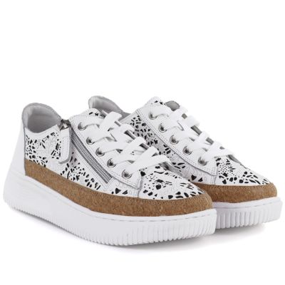 4. Skórzane półbuty damskie na zamek ażurowe białe Artiker 58C1250