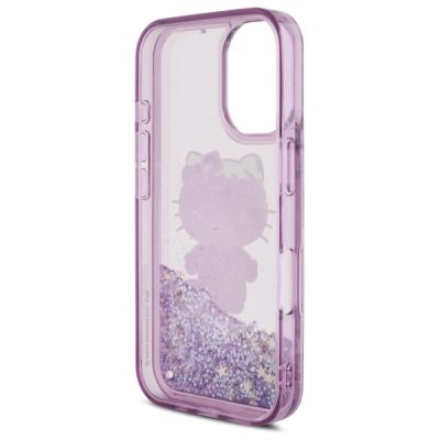 7. Etui Hello Kitty Liquid Glitter 50TH Anniversary Party na iPhone 16 - fioletowe