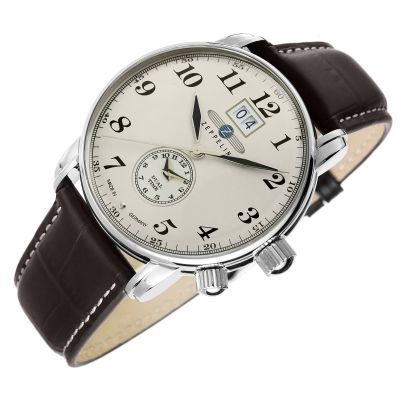 6. Zegarek Męski ZEPPELIN LZ127 Graf Zeppelin Dual Time 7644-5 + BOX