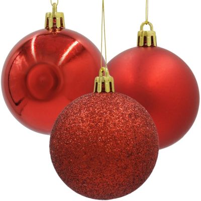 2. BOMBKA DEKORACYJNA PLASTIKOWA 12SZT 60MM CZERWONY