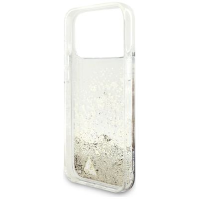 7. Etui Guess Liq. Glitter 4 Charms na iPhone 17 Pro Max - złote