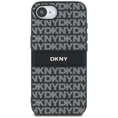 3. Etui DKNY Repeat Texture Pattern with Tonal Stripe na iPhone 16e - czarne