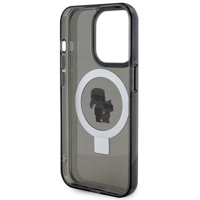 7. Etui Karl Lagerfeld Ring Stand Karl&Choupettte MagSafe do iPhone 15 Pro Max - czarne