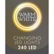 32. LAMPKI CHOINKOWE KURTYNA ŚWIETLNA ZEW/WEW 240 LED 600X60CM Z PILOTEM CIEPŁY BIAŁY