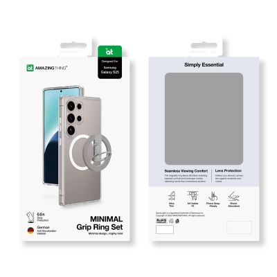 6. Etui silikonowe AMAZINGTHING Minimal Mag Case z pierścieniem magnetycznym i ringiem magnetycznym do Samsung Galaxy S25 - przezroczyste