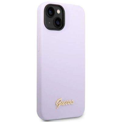 4. Etui Guess Silicone Vintage Gold Logo na iPhone 14 / 15 Plus - fioletowe