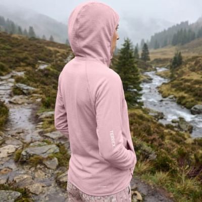4. Bluza damska adidas TERREX Xperior CLIMAWARM+ Ventknit Fleece Hooded Jacket - magic mauve rozmiar: s