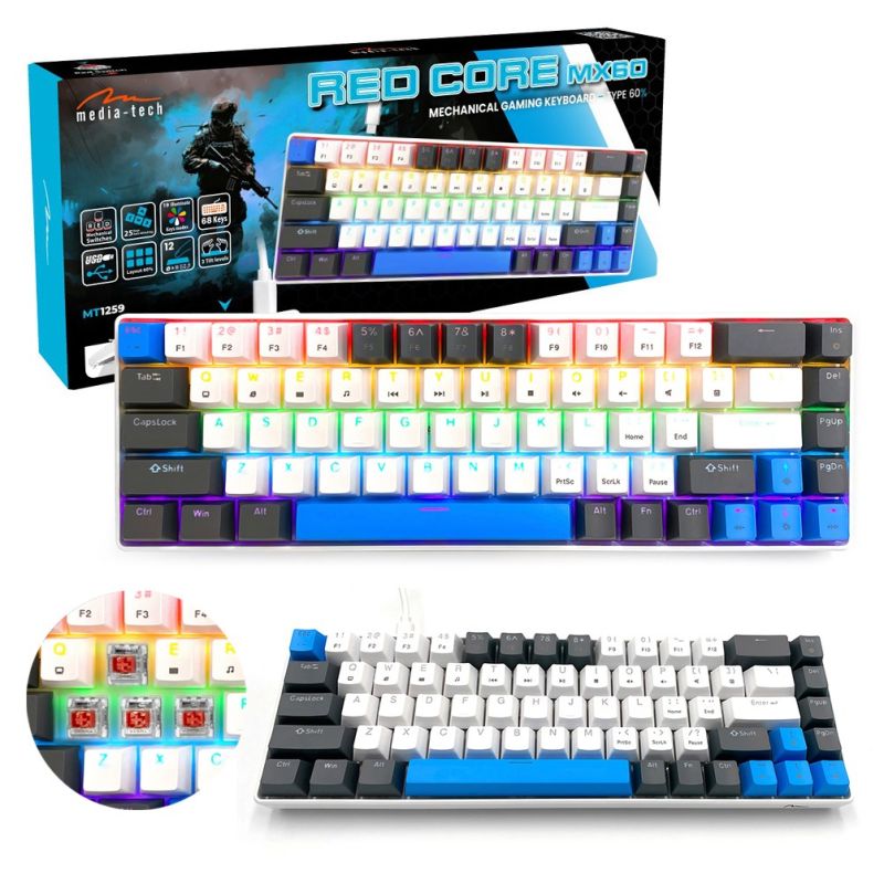 MEDIA-TECH KLAWIATURA MECHANICZNA 60% MT1259