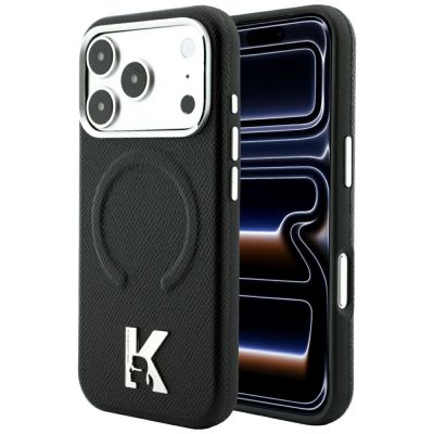 Etui Karl Lagerfeld Grained Embossed Ring & Kameo Logo MagSafe na iPhone 18 Pro / 17 Pro - czarne