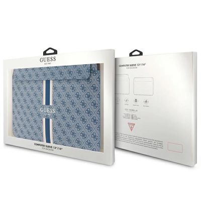 4. Pokrowiec Guess 4G Printed Stripes na laptopa 14" - niebieski