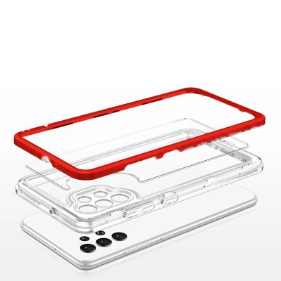 5. Clear 3in1 etui do Samsung Galaxy A72 4G żelowy pokrowiec z ramką czerwony