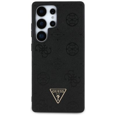 3. Etui Guess Grained Hot Stamp Peony  Pattern Triangle Logo MagSafe do Samsung Galaxy S25 Ultra czarny