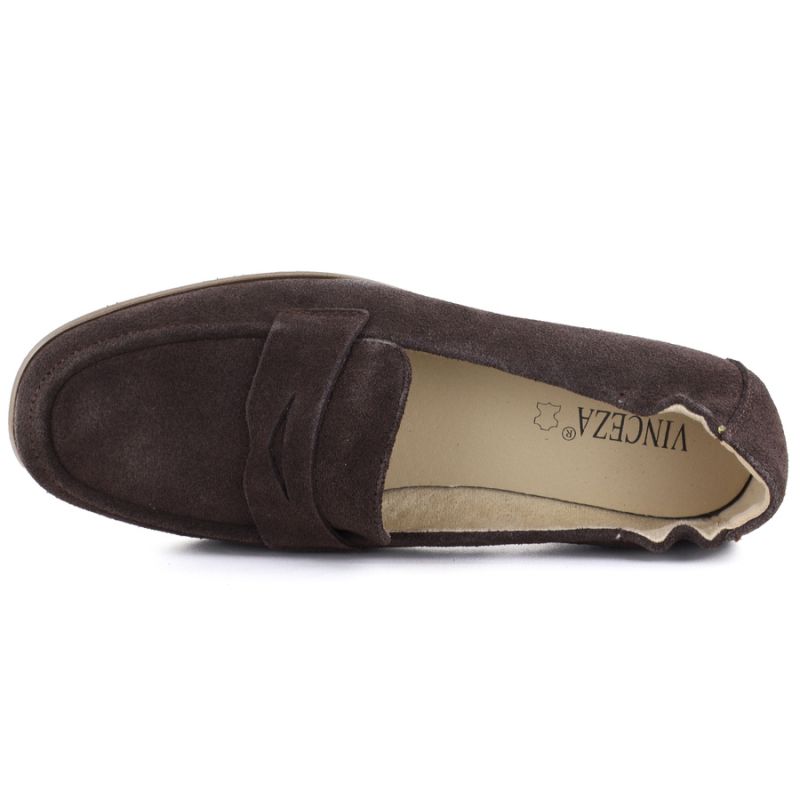 3. Skórzane mokasyny damskie zamszowe brązowe Vinceza 18122
