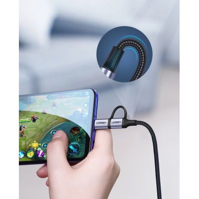 8. Ugreen kabel przewód 2w1 USB - micro USB / USB Typ C 1m 2,4A czarny (30875)
