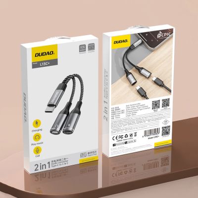 11. Adapter Dudao L13C+ 2w1 USB-C - szary