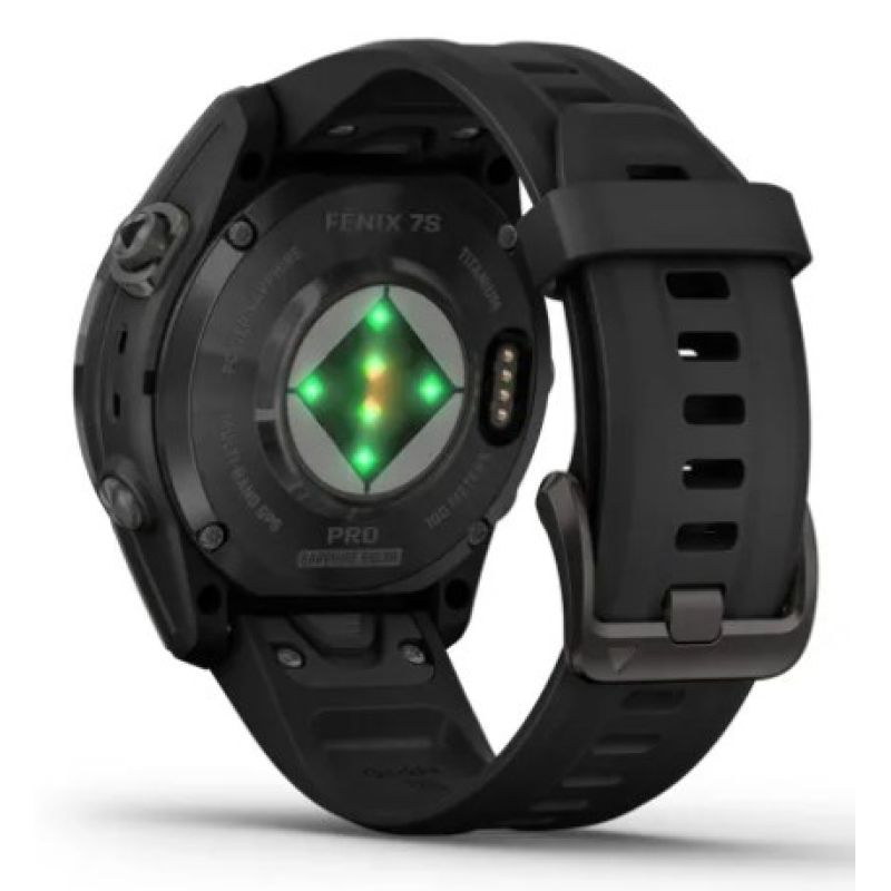 7. Zegarek Garmin Fenix 7S Pro 42mm Sapphire Solar szary tytanowy DLC z czarnym paskiem