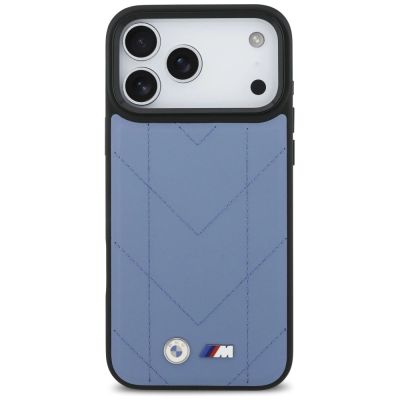 3. Etui BMW M Quilted Logo MagSafe na iPhone 17 Pro Max - niebieskie