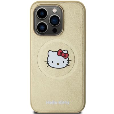 3. Etui Hello Kitty Leather Kitty Head MagSafe na iPhone 13 Pro / 13 - złote