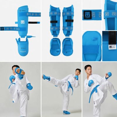 11. Ochraniacze piszczeli i stóp Karate WKF BLUE | MOOTO