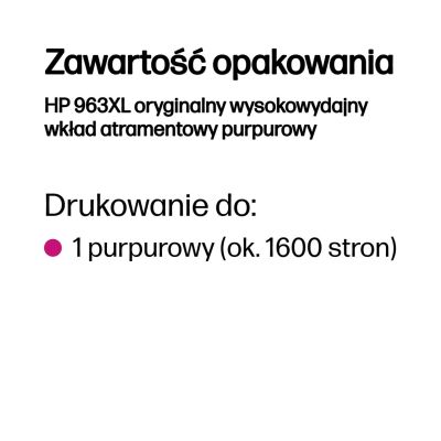 11. HP 963XL oryginalny wysokowydajny wkład atramentowy purpurowy