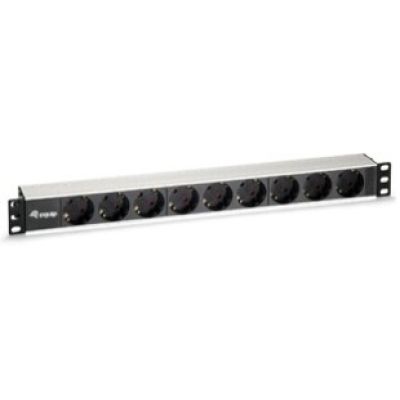 Equip 333292 rozdzielacz zasilania PDU 9 x gniazdo sieciowe 1U Czarny, Srebrny