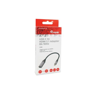 5. Equip 133492 adapter kablowy 0,15 m USB Type-C HDMI Czarny, Szary