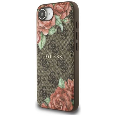 2. Etui Guess 4G Flowers Print MagSafe na iPhone 16e - brązowe