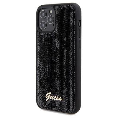 2. Etui Guess Sequin Script Metal na iPhone 12/12 Pro - czarne