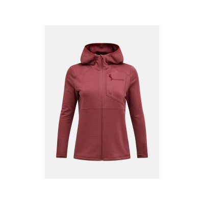 Bluza damska PEAK PERFORMANCE W Trail Polartec Power Grid Zip Hood kolor czerwony